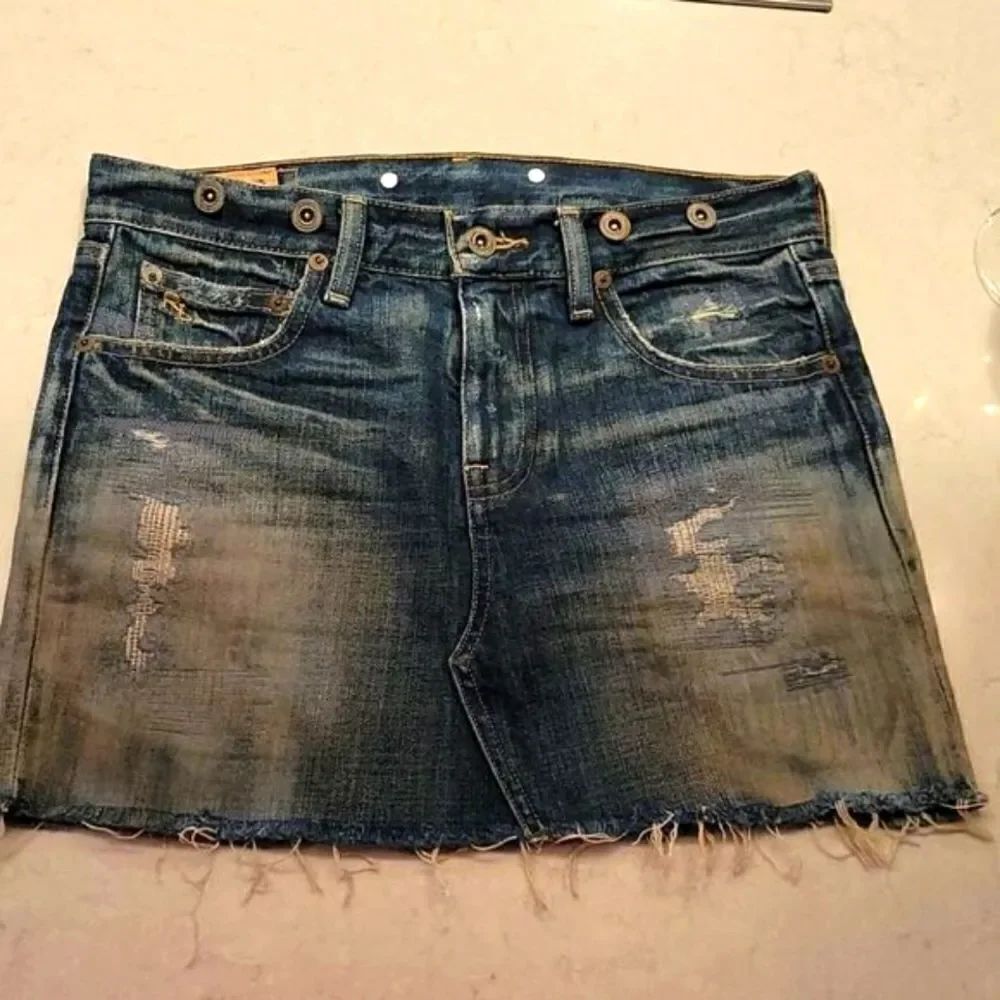 Polo Ralph Lauren Denim Jeans Mini Super Distressed Skirt 25 NEW